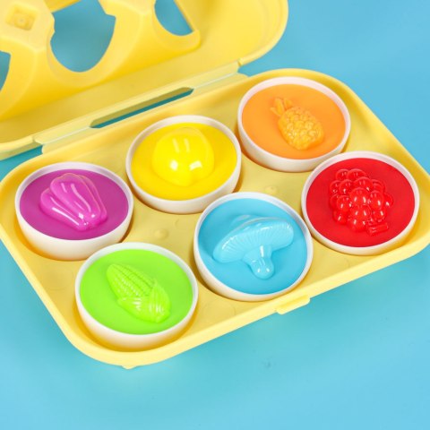 Układanka edukacyjna sorter dopasuj kształty jajka montessori owoce warzywa 6szt Kik Sp. z o. o. Sp. k.