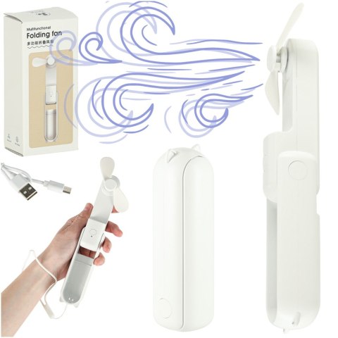 Wiatrak biurkowy wentylator mini ręczny składany wiatraczek przenośny USB biały Kik Sp. z o. o. Sp. k.