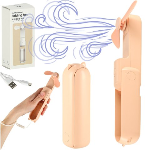 Wiatrak biurkowy wentylator mini ręczny składany wiatraczek przenośny USB różowy Kik Sp. z o. o. Sp. k.