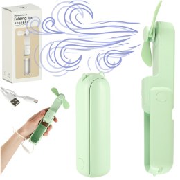 Wiatrak biurkowy wentylator mini ręczny składany wiatraczek przenośny USB zielony Kik Sp. z o. o. Sp. k.