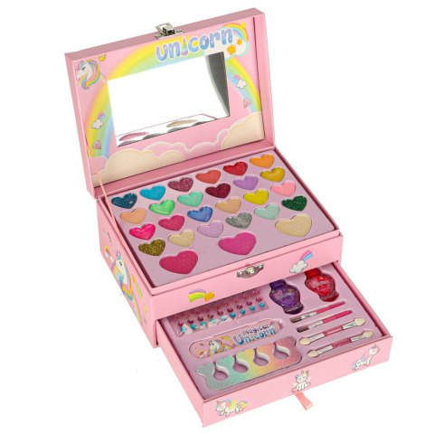 Kuferek zestaw kosmetyków do makijażu i paznokci makeup kosmetyki cienie lakiery szuflady jednorożec Kik Sp. z o. o. Sp. k.