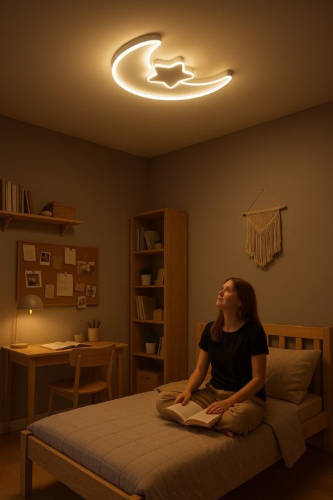 Lampa LED sufitowa plafon do pokoju dziecięcego ściemniana LUMELA + pilot księżyc biała Kik Sp. z o. o. Sp. k.