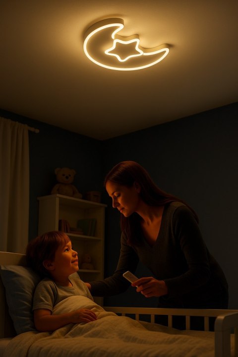 Lampa LED sufitowa plafon do pokoju dziecięcego ściemniana LUMELA + pilot księżyc biała Kik Sp. z o. o. Sp. k.