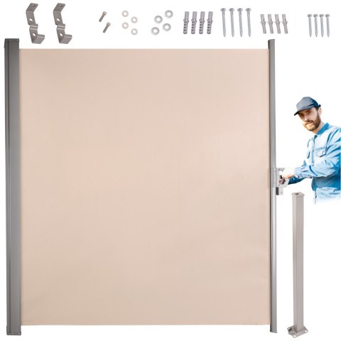 Markiza boczna tarasowa LUARO parawan zwijana 180 x 400 cm beżowa Kik Sp. z o. o. Sp. k.