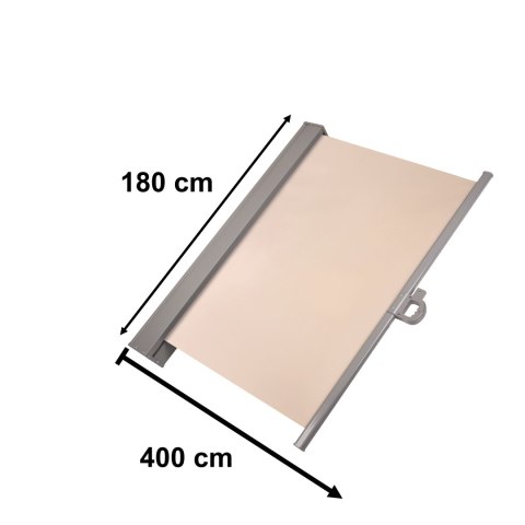 Markiza boczna tarasowa LUARO parawan zwijana 180 x 400 cm beżowa Kik Sp. z o. o. Sp. k.