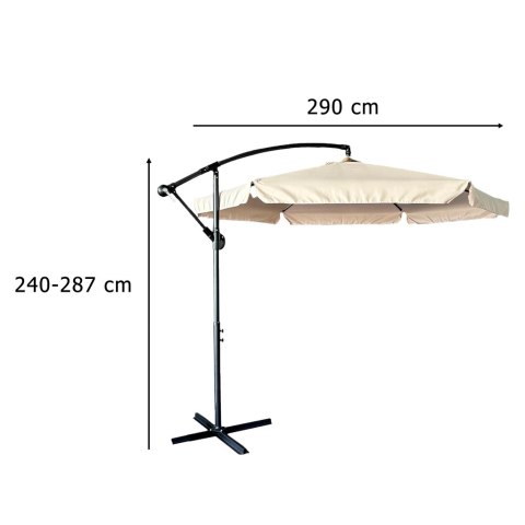 Parasol ogrodowy duży składany z wysięgnikiem 290cm beżowy Kik Sp. z o. o. Sp. k.