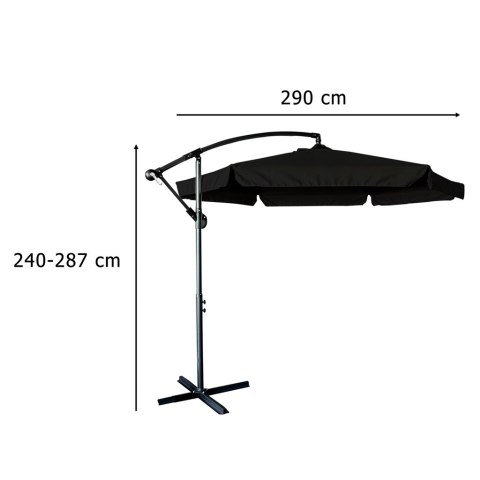 Parasol ogrodowy duży składany z wysięgnikiem 290cm czarny Kik Sp. z o. o. Sp. k.