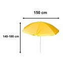 Parasol ogrodowy plażowy regulowany łamany składany UV 150cm żółty Kik Sp. z o. o. Sp. k.