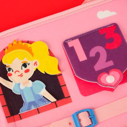 Tablica manipulacyjna sensoryczna montessori walizka plecak różowa Kik Sp. z o. o. Sp. k.