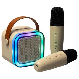 Zestaw do karaoke 2 mikrofony + głośnik przenośny BLUETOOTH USB LED beżowy Kik Sp. z o. o. Sp. k.