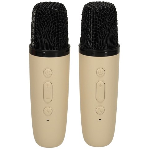 Zestaw do karaoke 2 mikrofony + głośnik przenośny BLUETOOTH USB LED beżowy Kik Sp. z o. o. Sp. k.