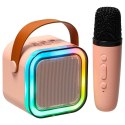 Zestaw do karaoke mikrofon + głośnik przenośny BLUETOOTH USB LED różowy Kik Sp. z o. o. Sp. k.