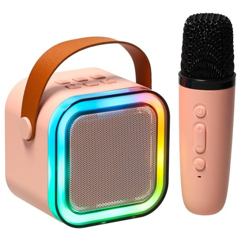 Zestaw do karaoke mikrofon + głośnik przenośny BLUETOOTH USB LED różowy Kik Sp. z o. o. Sp. k.