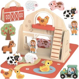 Tooky Toy TOOKY TOY Drewniana Składana Farma w Walizce ze Zwierzątkami