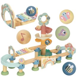 Tooky Toy TOOKY TOY Drewniany Muzyczny Tor Kulkowy Kulodrom 44 el. Pastelowe