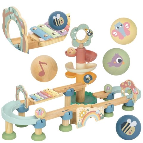 Tooky Toy TOOKY TOY Drewniany Muzyczny Tor Kulkowy Kulodrom 44 el. Pastelowe Tooky Toy TOOKY TOY Drewniany Muzyczny Tor Kulkowy Kulodrom 44 el. Pastelowe