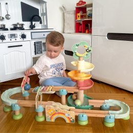 Tooky Toy TOOKY TOY Drewniany Muzyczny Tor Kulkowy Kulodrom 44 el. Pastelowe