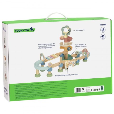 Tooky Toy TOOKY TOY Drewniany Muzyczny Tor Kulkowy Kulodrom 44 el. Pastelowe Tooky Toy TOOKY TOY Drewniany Muzyczny Tor Kulkowy Kulodrom 44 el. Pastelowe