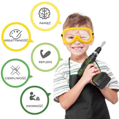 Woopie WOOPIE Duża Skrzynka z Narzędziami dla Dzieci Zestaw Majsterkowicza Wkrętarko-Wiertarka 15 el.