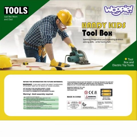 Woopie WOOPIE Duża Skrzynka z Narzędziami dla Dzieci Zestaw Majsterkowicza Wkrętarko-Wiertarka 15 el.