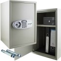 Bituxx Sejf elektroniczny jasnoszary podwójny zamek regulowana półka