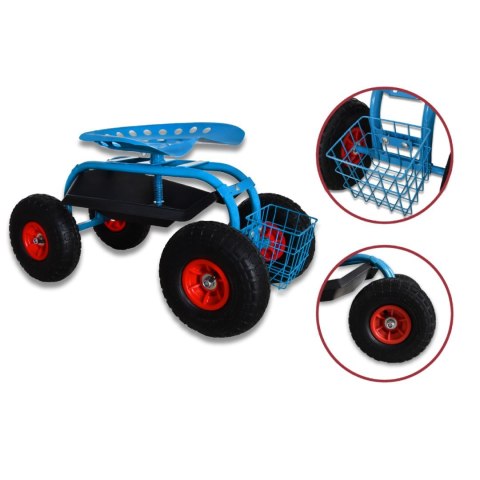 Bituxx Wózek ogrodowy do transportu z obrotowym siedzeniem pełna regulacja