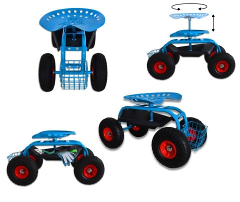 Bituxx Wózek ogrodowy do transportu z obrotowym siedzeniem pełna regulacja