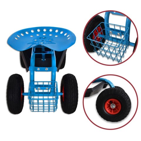 Bituxx Wózek ogrodowy do transportu z obrotowym siedzeniem pełna regulacja