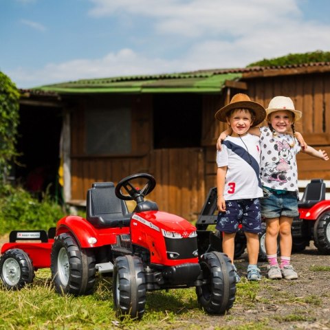 FALK FALK Traktor Massey Ferguson Czerwony na Pedały z Przyczepką od 3 Lat