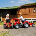 FALK FALK Traktor Massey Ferguson Czerwony na Pedały z Przyczepką od 3 Lat