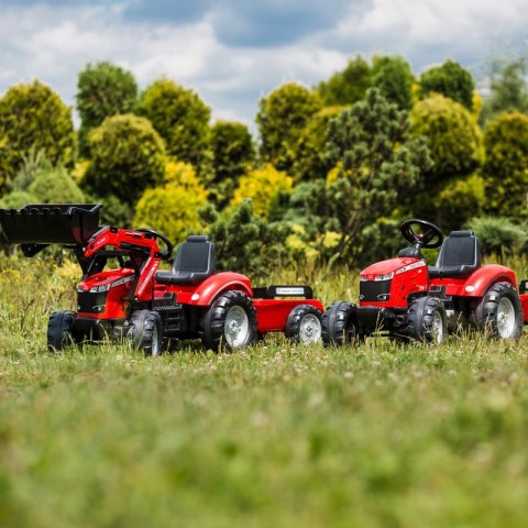 FALK FALK Traktor Massey Ferguson Czerwony na Pedały z Przyczepką od 3 Lat