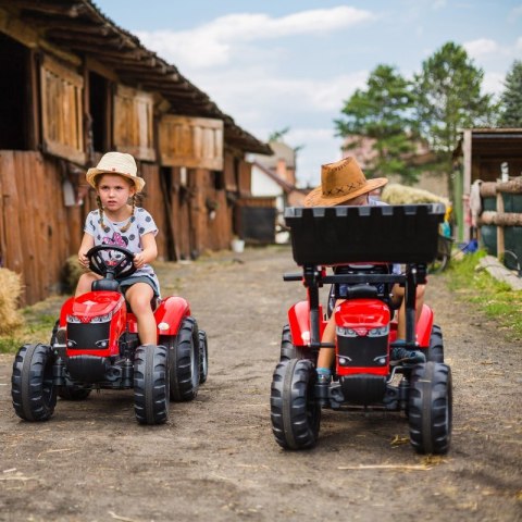 FALK FALK Traktor Massey Ferguson Czerwony na Pedały z Przyczepką od 3 Lat