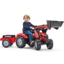 FALK FALK Traktor Massey Ferguson Czerwony na Pedały z Przyczepką od 3 Lat