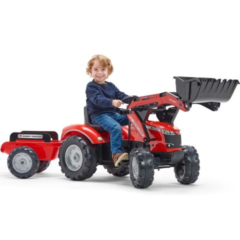 FALK FALK Traktor Massey Ferguson Czerwony na Pedały z Przyczepką od 3 Lat