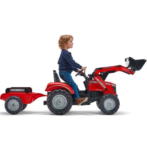 FALK FALK Traktor Massey Ferguson Czerwony na Pedały z Przyczepką od 3 Lat