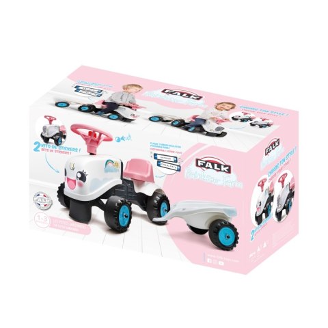 FALK FALK Traktorek Rainbow Biały z Przyczepką od 1 roku