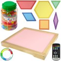 Masterkidz MASTERKIDZ Panel Świetlny LED Zmiana kolorów Pilotem + Klocki Montessori Mozaika 140 el.