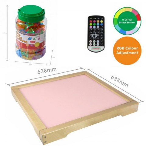 Masterkidz MASTERKIDZ Panel Świetlny LED Zmiana kolorów Pilotem + Klocki Montessori Mozaika 140 el.