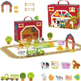 Tooky Toy TOOKY TOY Drewniana Farma w Walizce Figurki Pojazdy