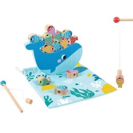 Tooky Toy TOOKY TOY Drewniana Gra Wieloryb i Rybki Wielofunkcyjna 4 w 1
