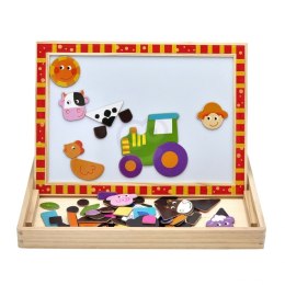 Tooky Toy TOOKY TOY Drewniana Tablica Dwustronna Puzzle Układanka Magnetyczna Farma