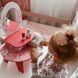 Tooky Toy TOOKY TOY Różowa Toaletka Drewniana Do Makijażu z Lustrem