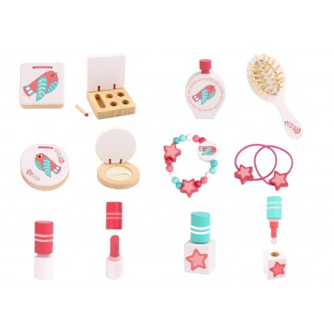 Tooky Toy TOOKY TOY Różowa Toaletka Drewniana Do Makijażu z Lustrem Tooky Toy TOOKY TOY Różowa Toaletka Drewniana Do Makijażu z Lustrem