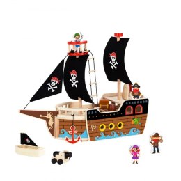 Tooky Toy TOOKY TOY Statek Piracki Drewniany Figurki Zestaw