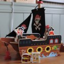 Tooky Toy TOOKY TOY Statek Piracki Drewniany Figurki Zestaw