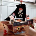 Tooky Toy TOOKY TOY Statek Piracki Drewniany Figurki Zestaw