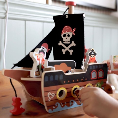 Tooky Toy TOOKY TOY Statek Piracki Drewniany Figurki Zestaw Tooky Toy TOOKY TOY Statek Piracki Drewniany Figurki Zestaw