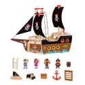 Tooky Toy TOOKY TOY Statek Piracki Drewniany Figurki Zestaw