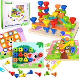 Tooky Toy TOOKY TOY Wielofunkcyjna Tablica Zestaw Kolorowych Śrubek Nauka Kształtów