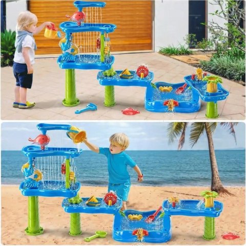 Woopie WOOPIE Ogromny Aquapark Stolik Wodny 6w1 Piaskownica Wodospad Tor Wodny 6-poziomowy Modułowy